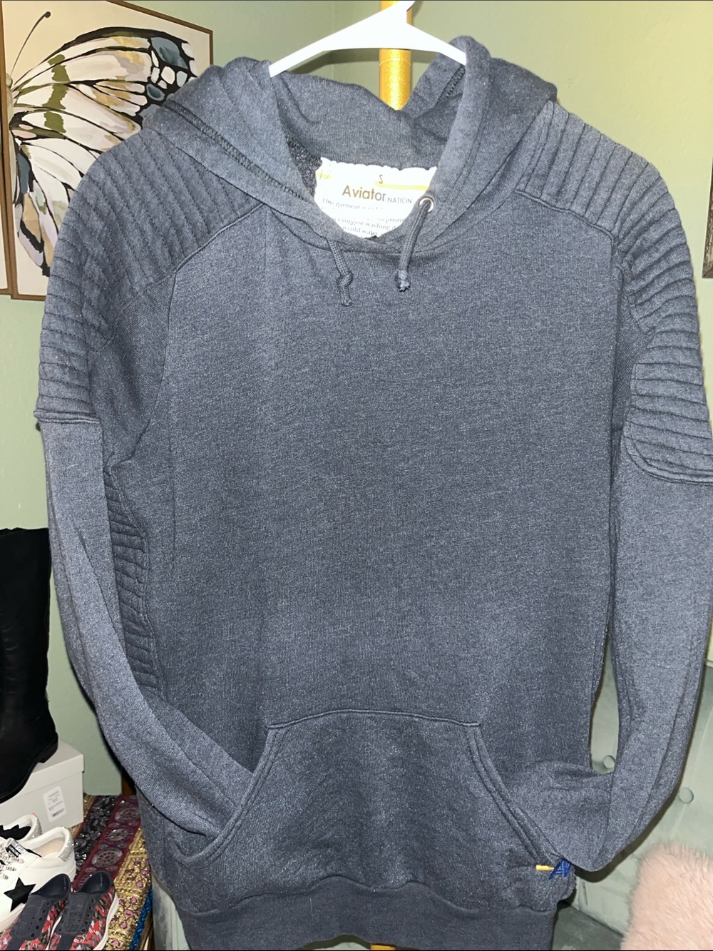 Aviator Nation Men's Crewneck Hoodie in Navy Blue Size Small